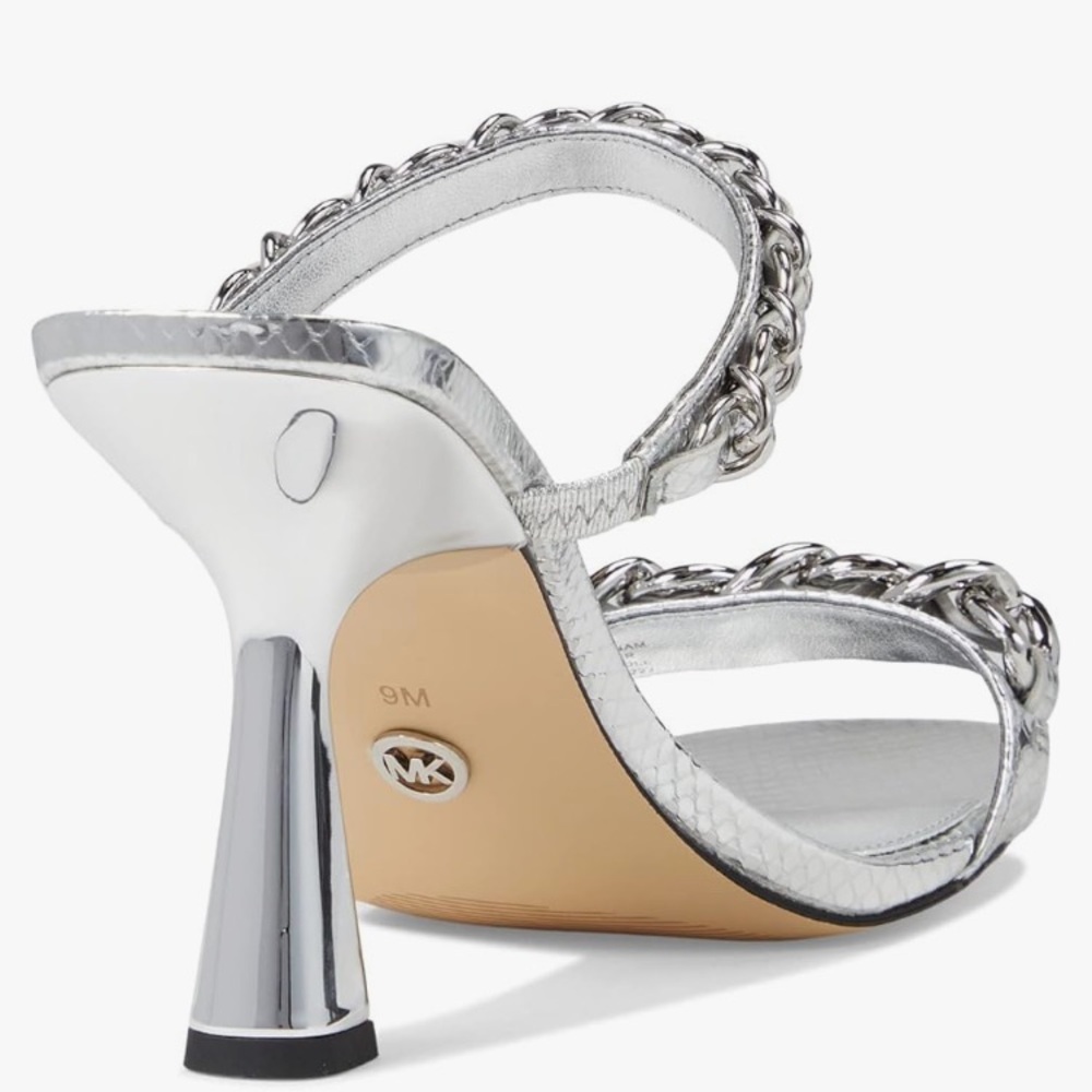 New MICHAEL KORS Clara Embellished Leather Sandals - Picture 4 of 16